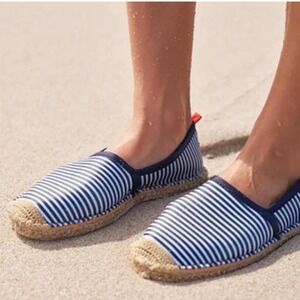 Sea Star Beachwear Navy/White Striped Neoprene Espadrille‎ Water Shoes Womens 9